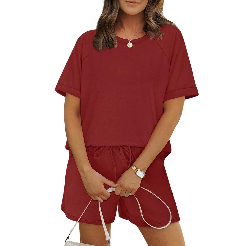 2 Piece Casual Summer Lounge Short Set Matching Outfit For Women