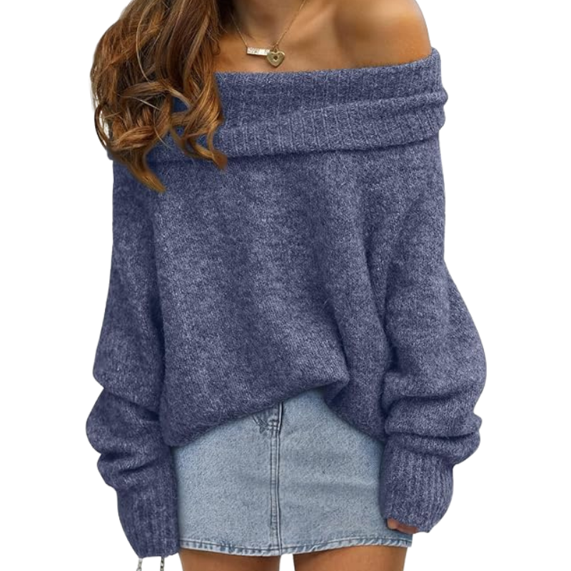 Womens Off The Shoulder Sweater Oversized Batwing Sleeve Loose Pullover Sweaters Tops