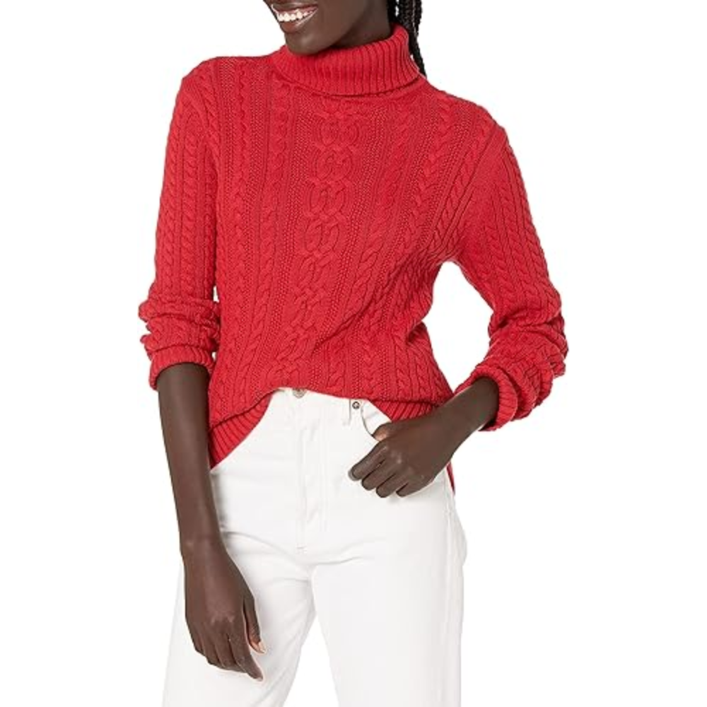 Women's Fisherman Cable Turtleneck Sweater