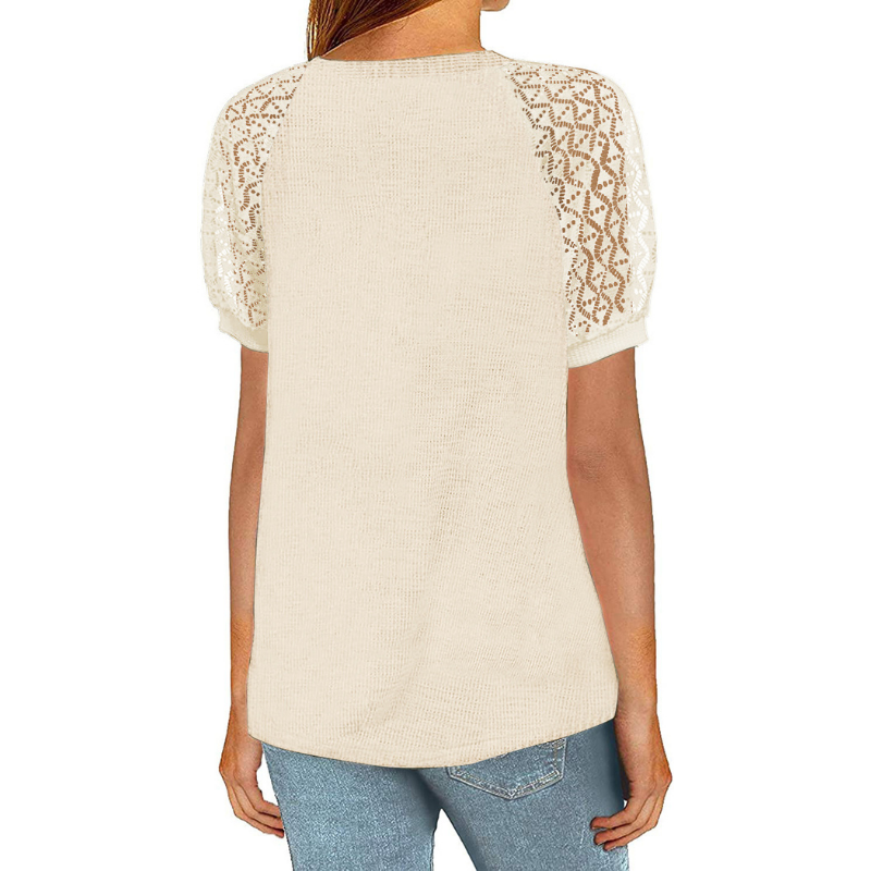 Laced Short Sleeves Blouse-My Comfy Blouse