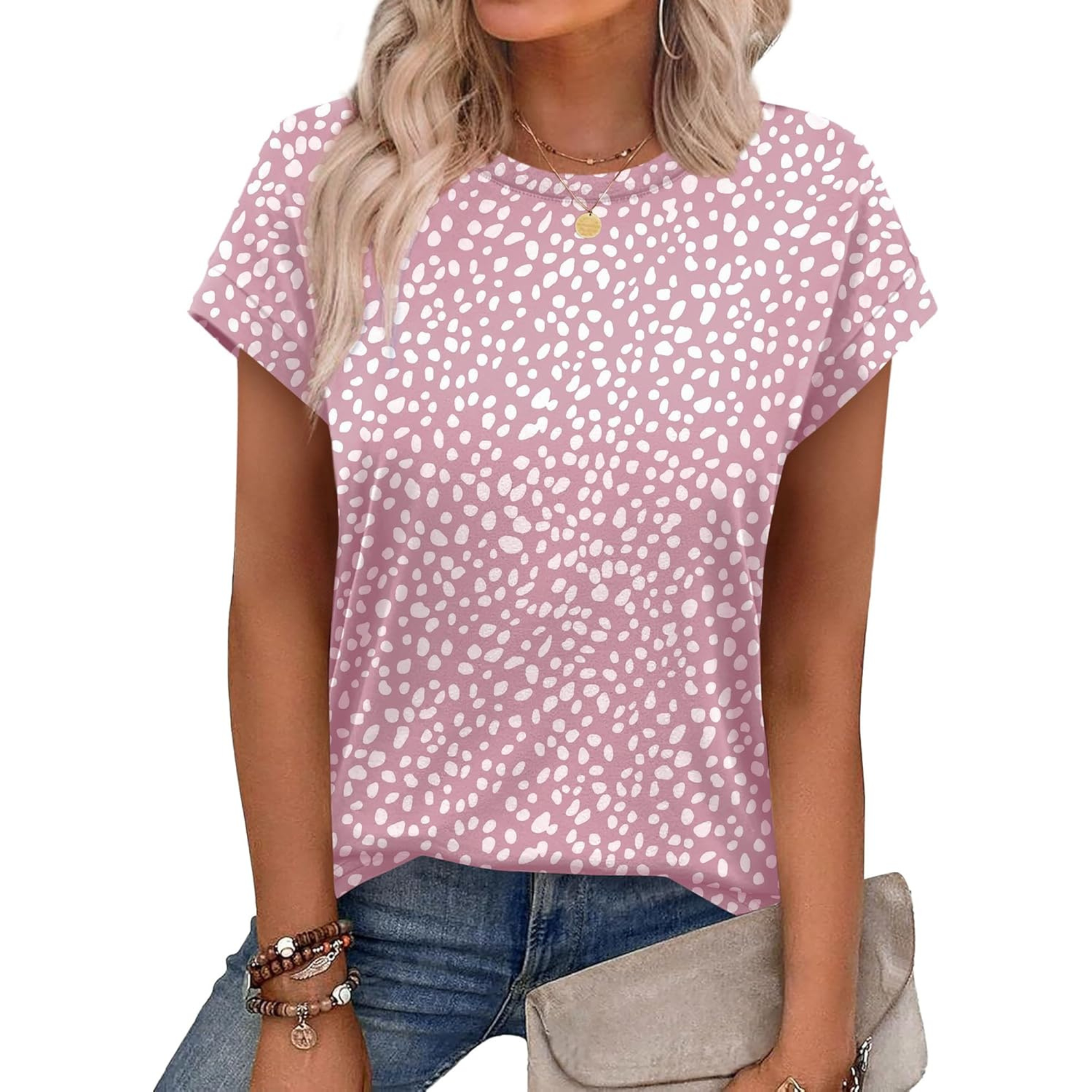 Womens Summer Tops Short Sleeve Shirts Crew Neck Tshirt Cute Trendy Tunic Blouses