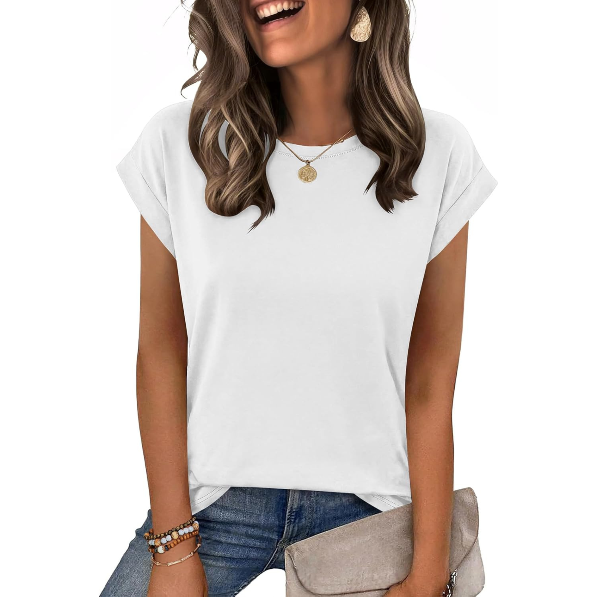 Womens Tops Summer Casual Cap Sleeve Tshirts Shirts Business Dressy Spring Fashion Outfits Trendy Clothes