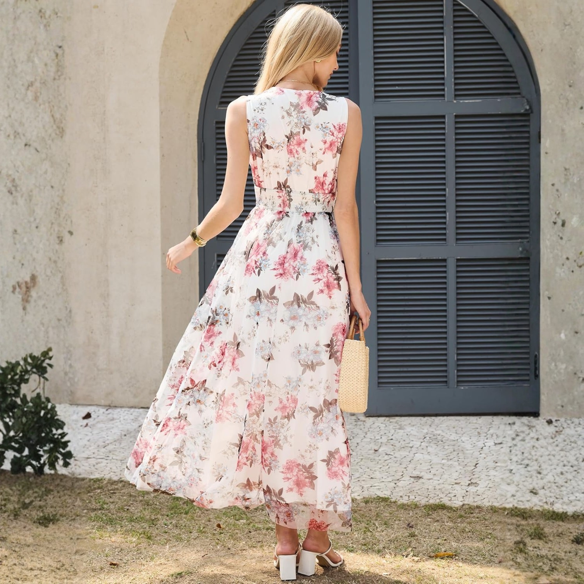 Elegant Women Floral Tulle Maxi Dress For Summer Wedding