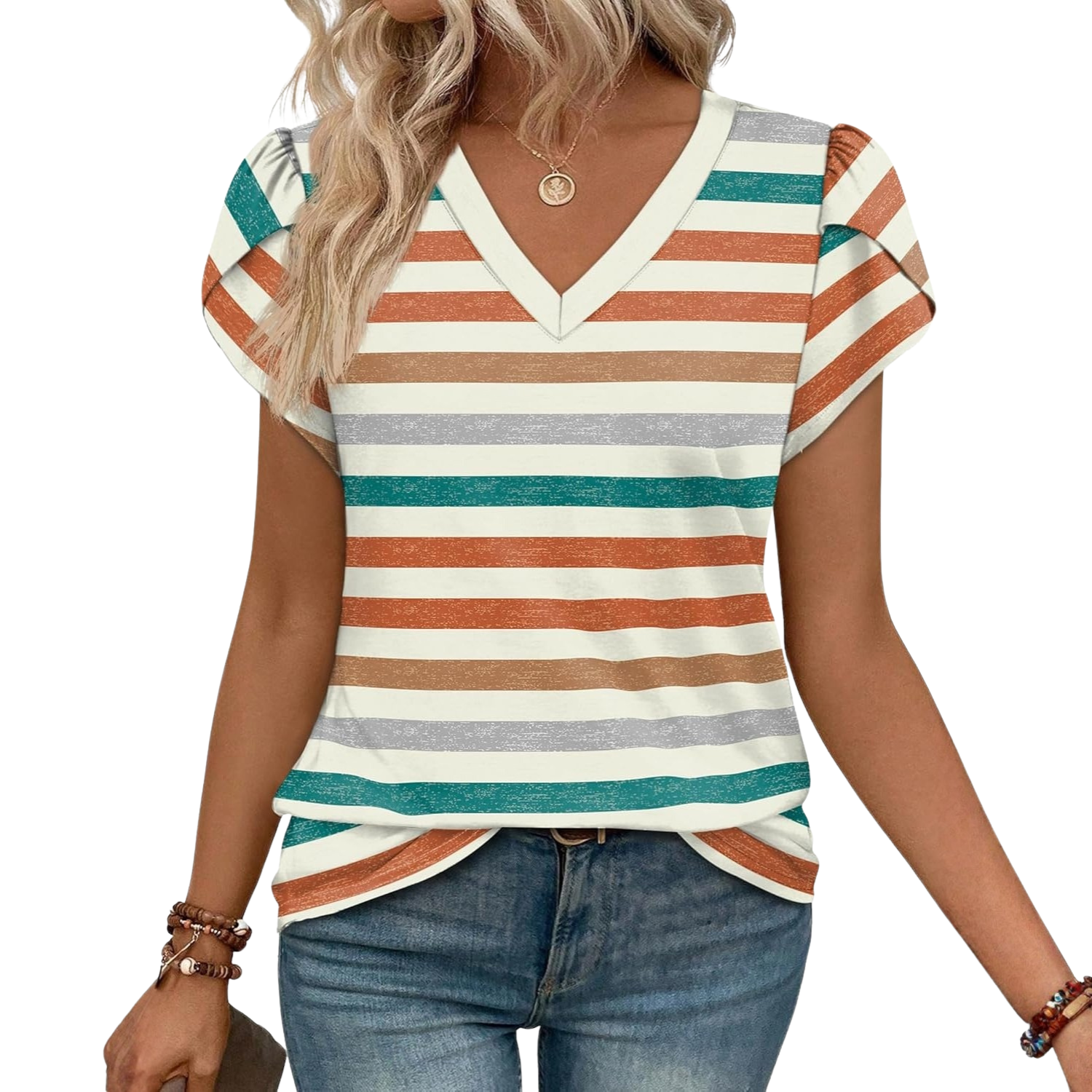 Women Tops Dressy Casual Petal Sleeve Summer Spring Short Sleeve Shirts Work Business Vacation Clothes