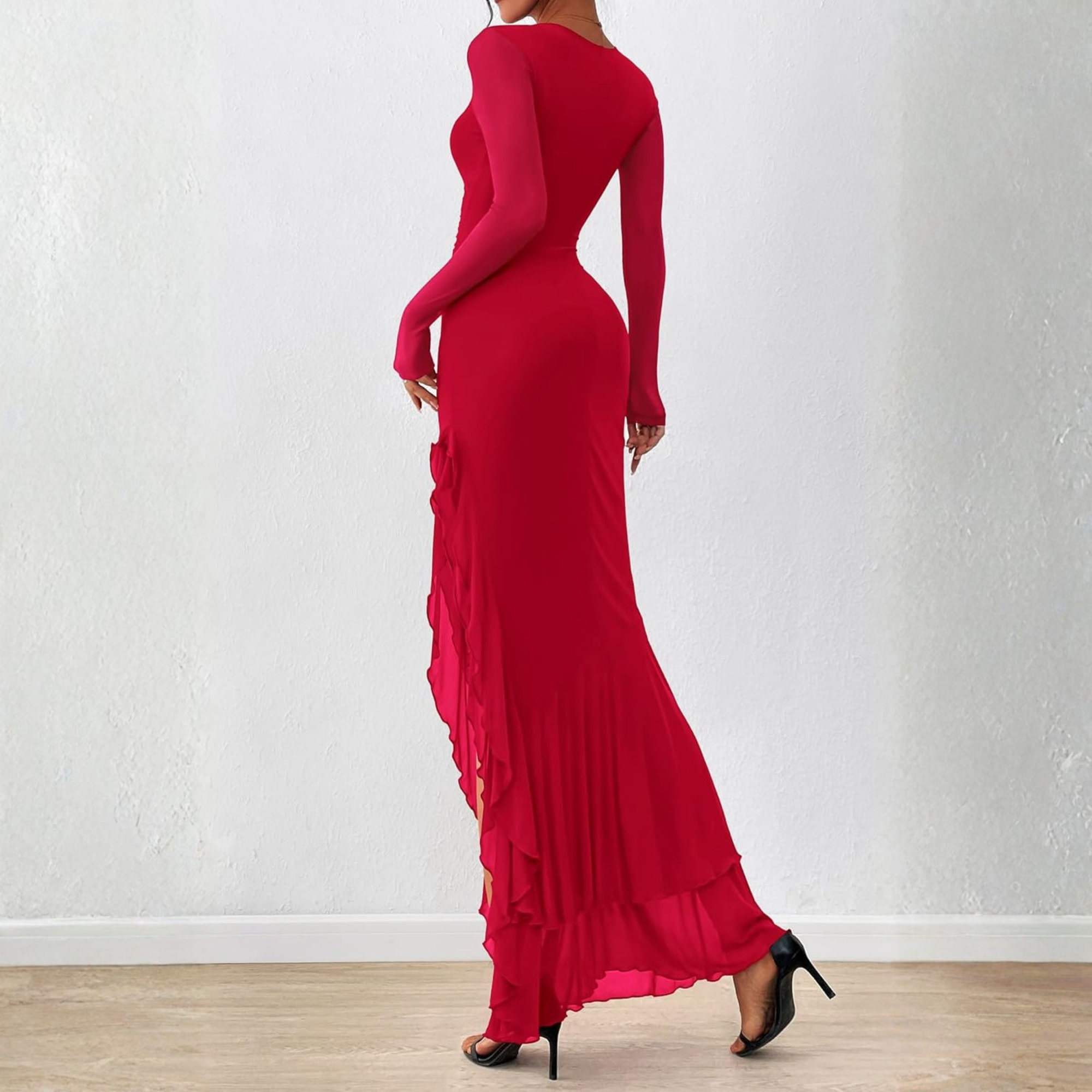 Long Sleeve Ruched Mermaid Maxi Dress for Women