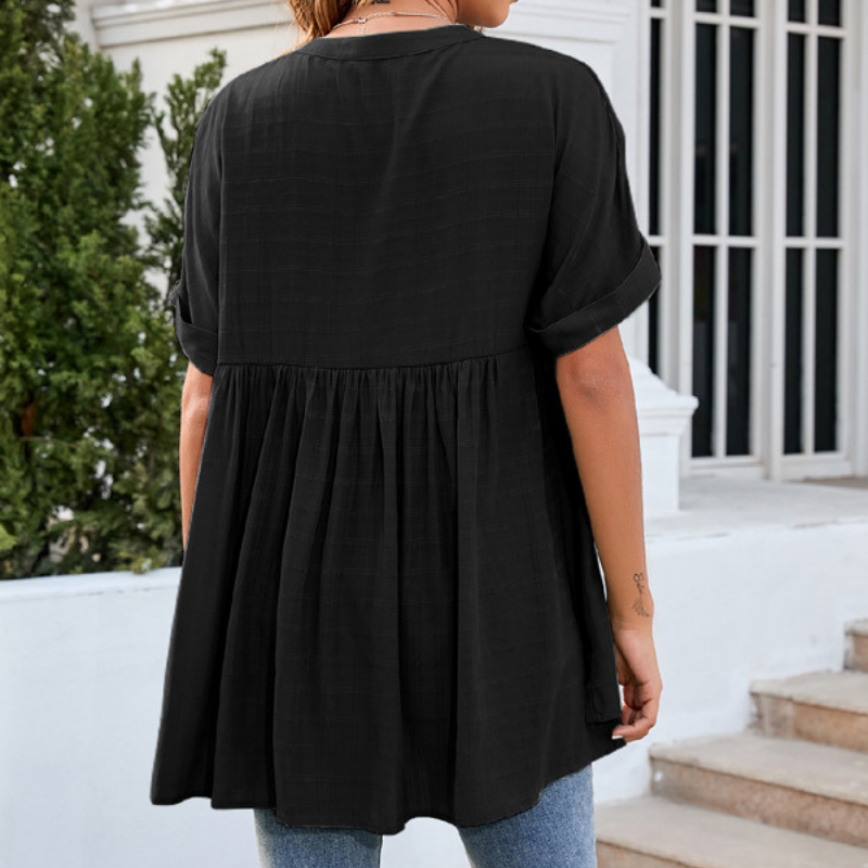 Flounce Hem Semi Formal Shirt-My Comfy Blouse