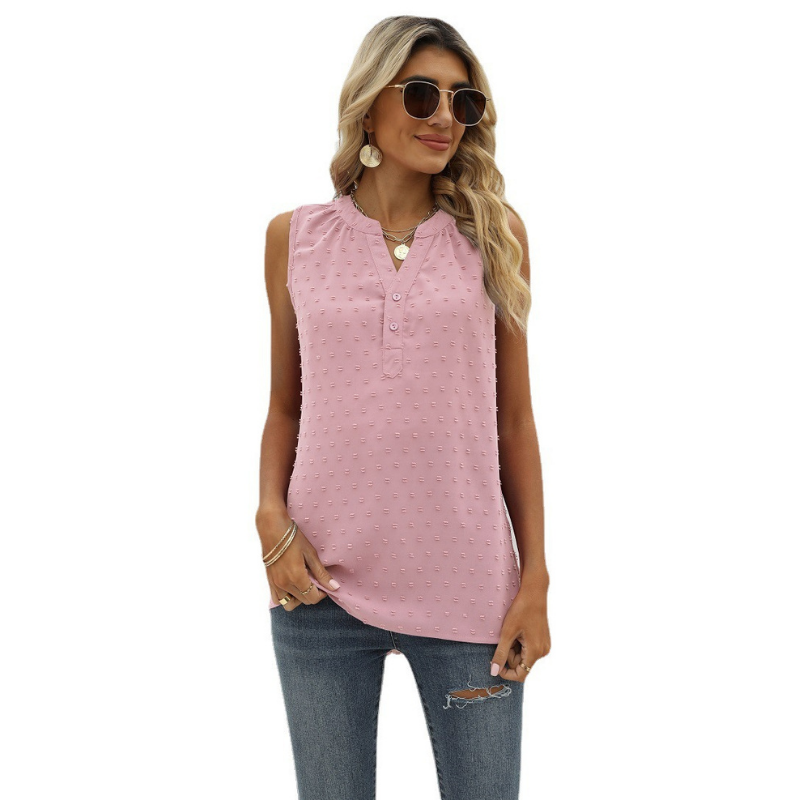 V Neck sleeveless Textured Blouse-My Comfy Blouse