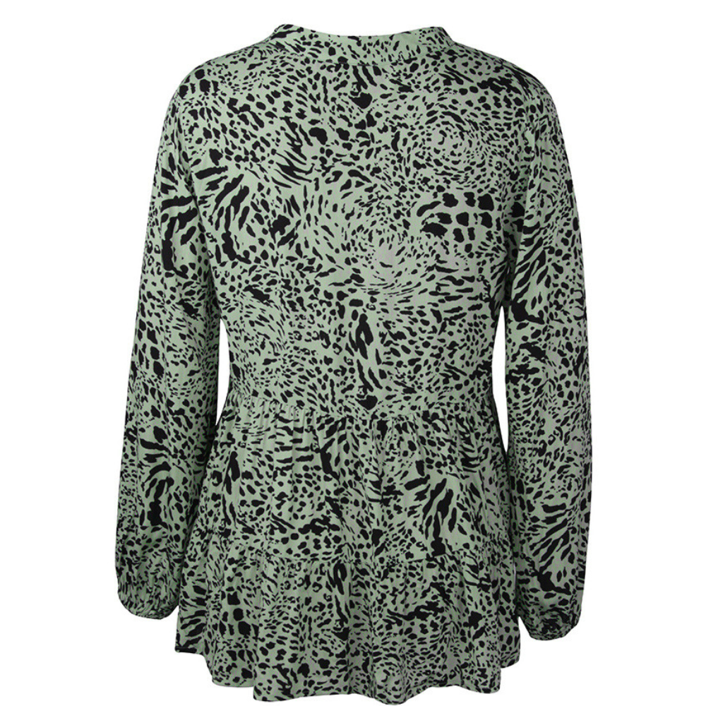 Abstract Pattern Flared Hem Full-Sleeves Shirt-My Comfy Blouse