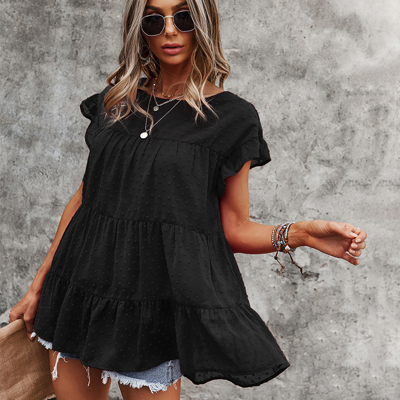 Multi Layered Frilled Short Sleeve Blouse-My Comfy Blouse