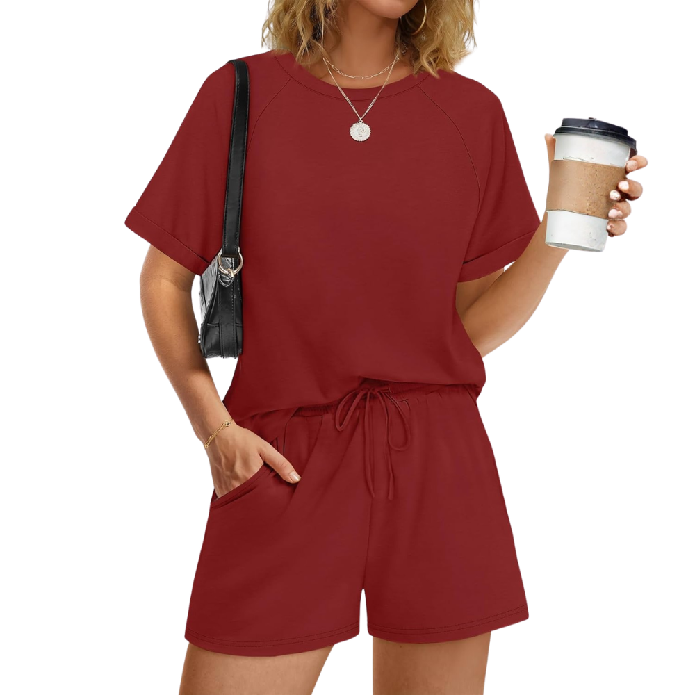 2 Piece Casual Summer Lounge Short Set Matching Outfit For Women