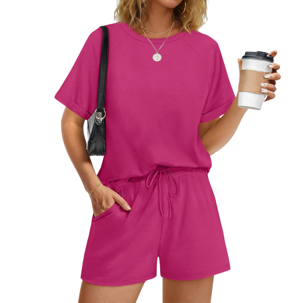 2 Piece Casual Summer Lounge Short Set Matching Outfit For Women