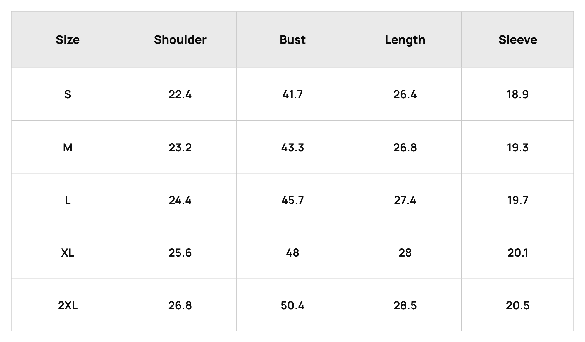 Size Chart