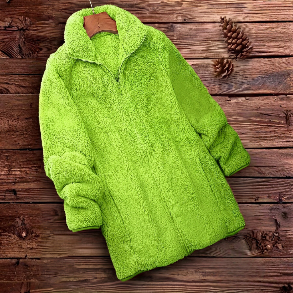 Solid Teddy Coat With Zip Up Front And Casual Long Sleeve Fit For Women