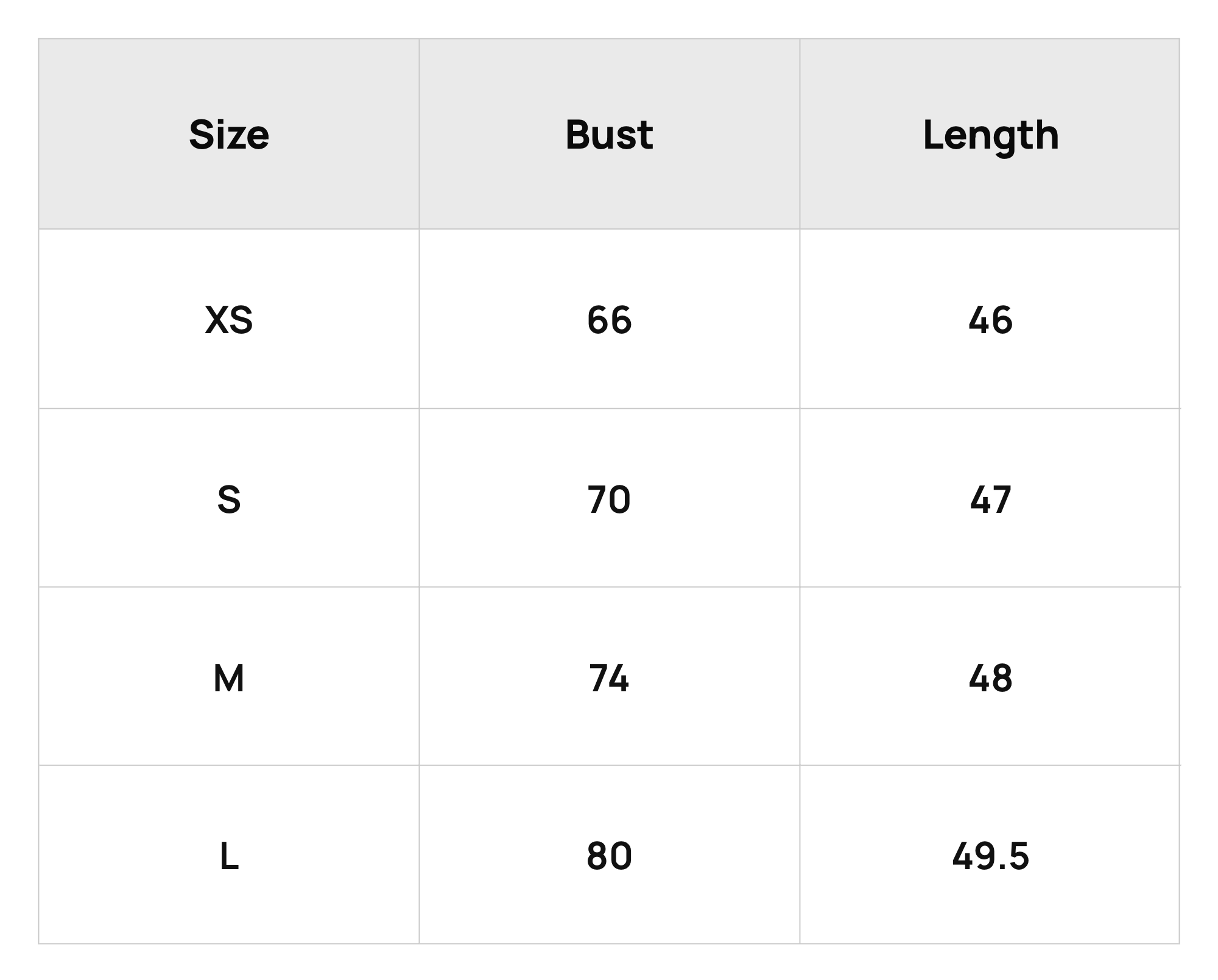 Size Chart