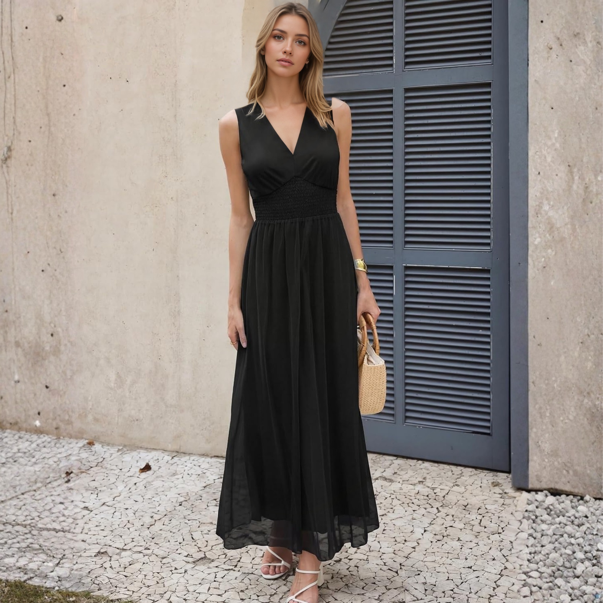 Elegant Women Floral Tulle Maxi Dress For Summer Wedding
