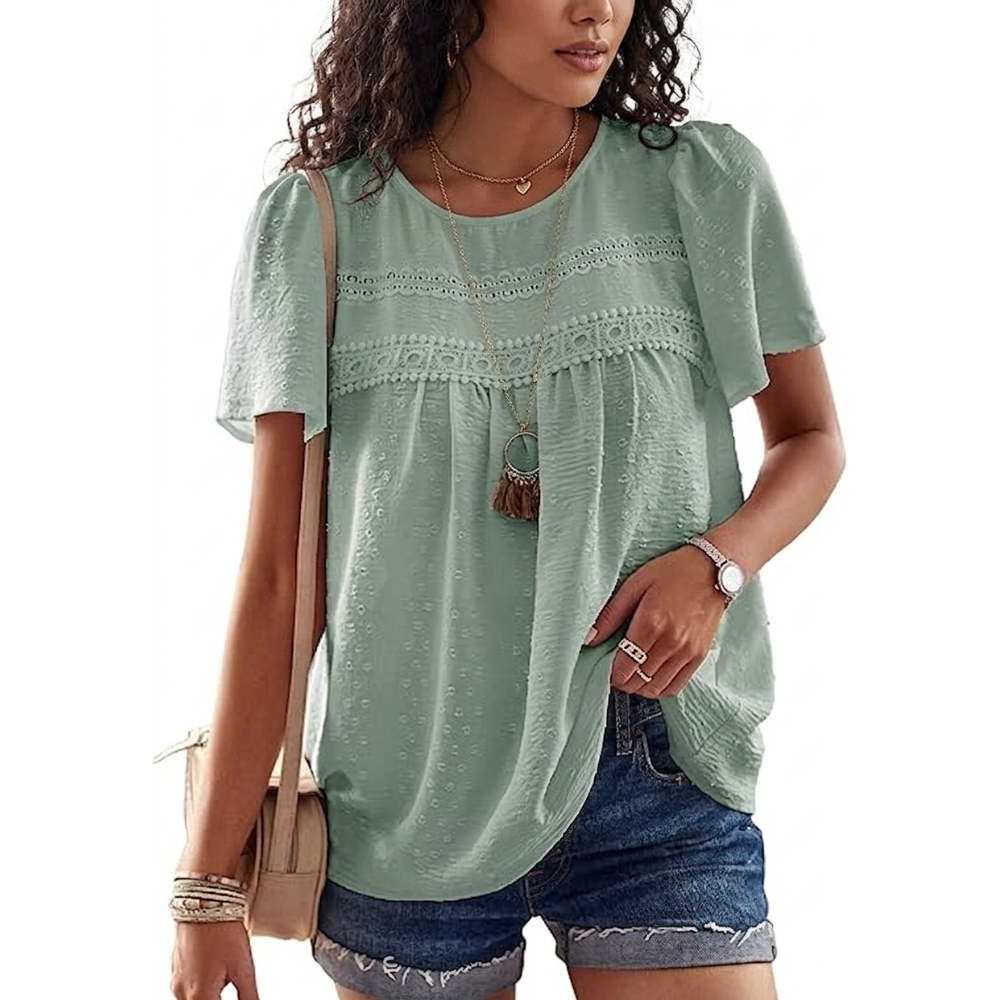 Boho Lace Trim Summer Blouse For Women