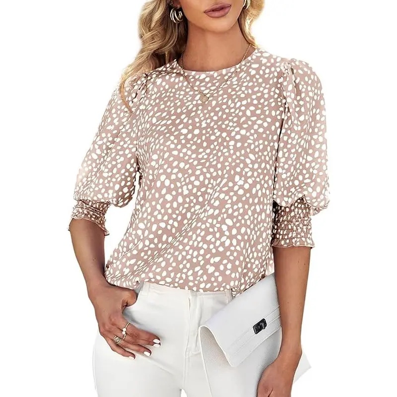 Casual Office Work Dot Sleeve Blouse Tops For Women