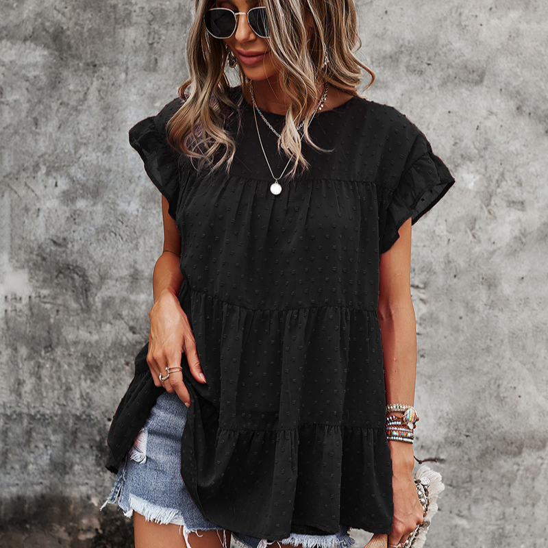 Multi Layered Frilled Short Sleeve Blouse-My Comfy Blouse
