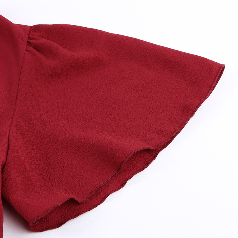 Flounce Sleeve V- Neck Casual Dress-My Comfy Blouse