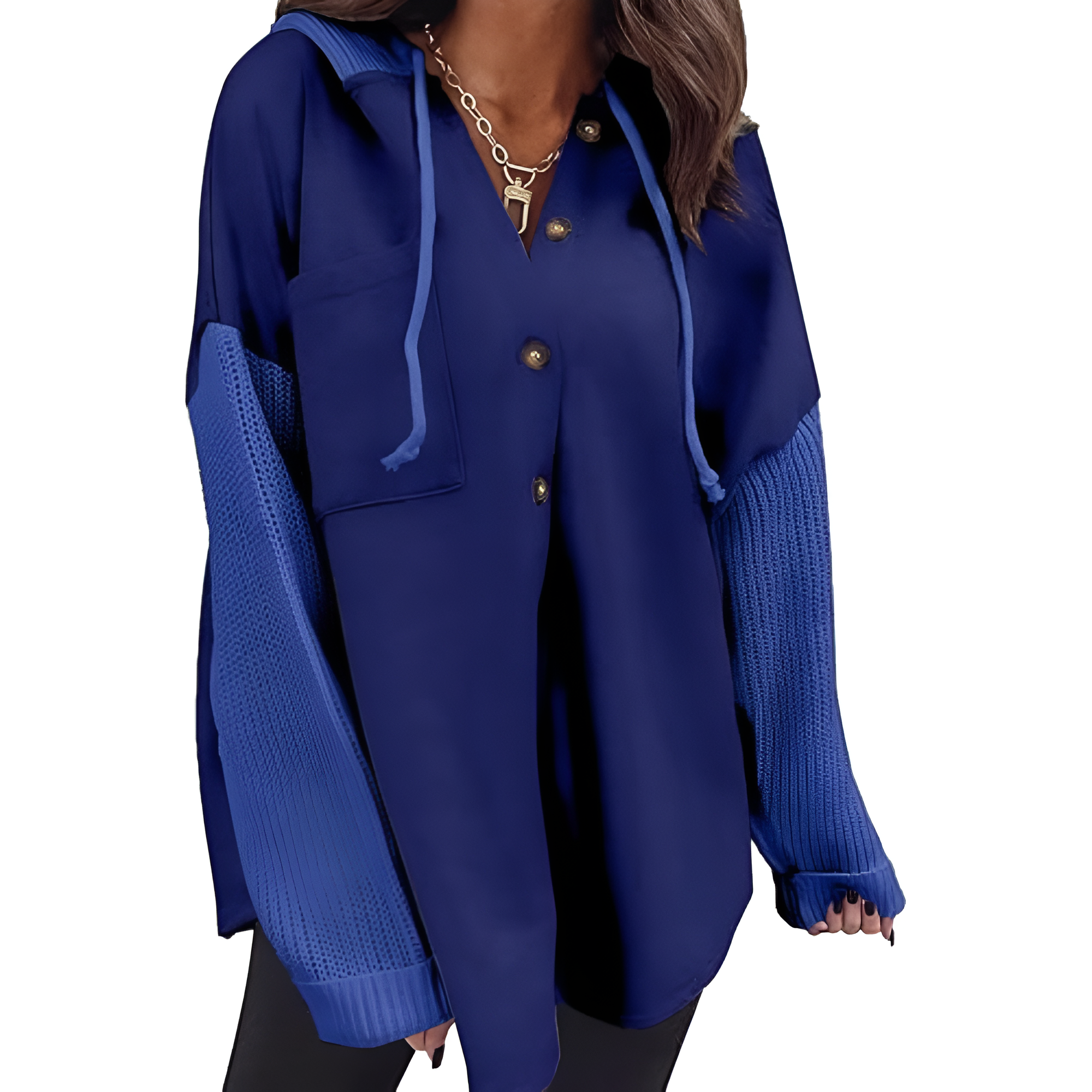 Oversized Button Style Hoodies With Loose Fit And Pocket For Women