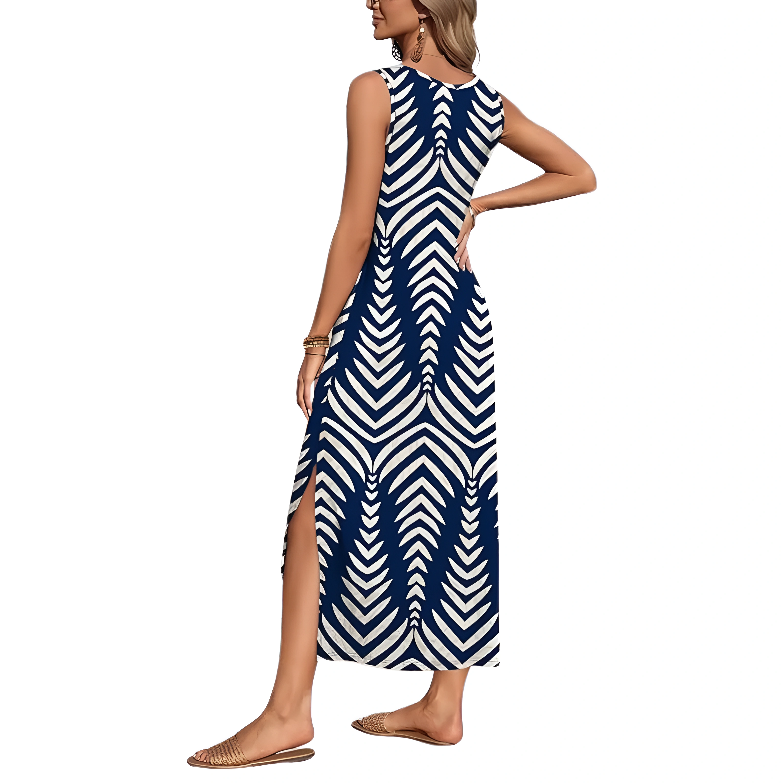 Sleeveless Maxi Beach Dress With Pockets For Women