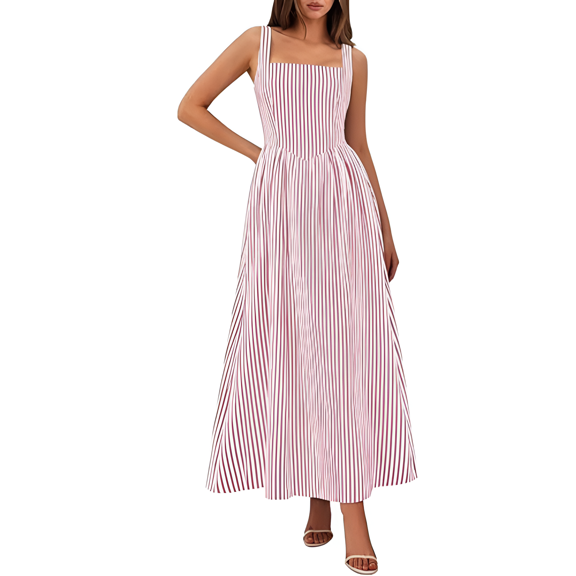 Striped A Line Beach Dress For Women