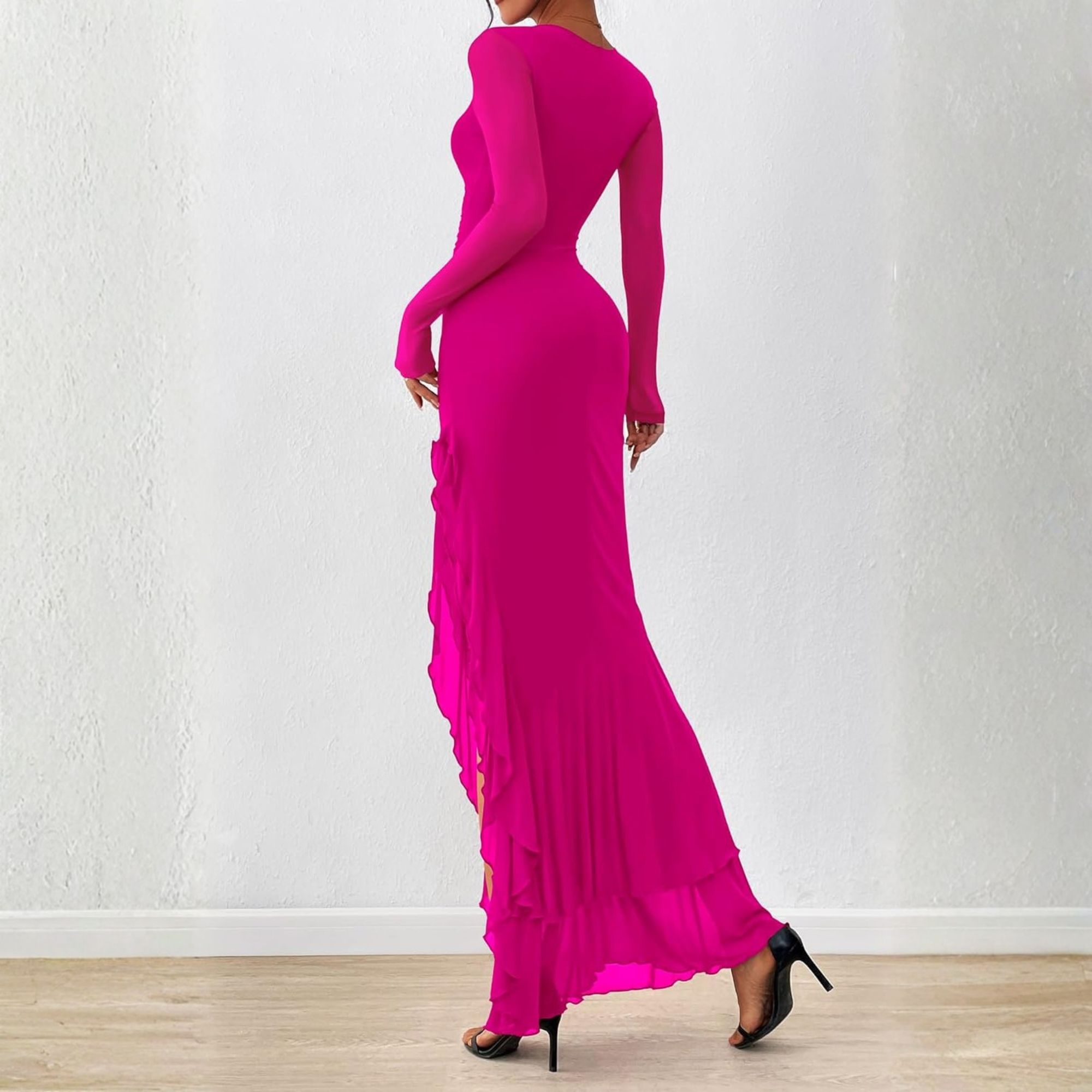 Long Sleeve Ruched Mermaid Maxi Dress for Women