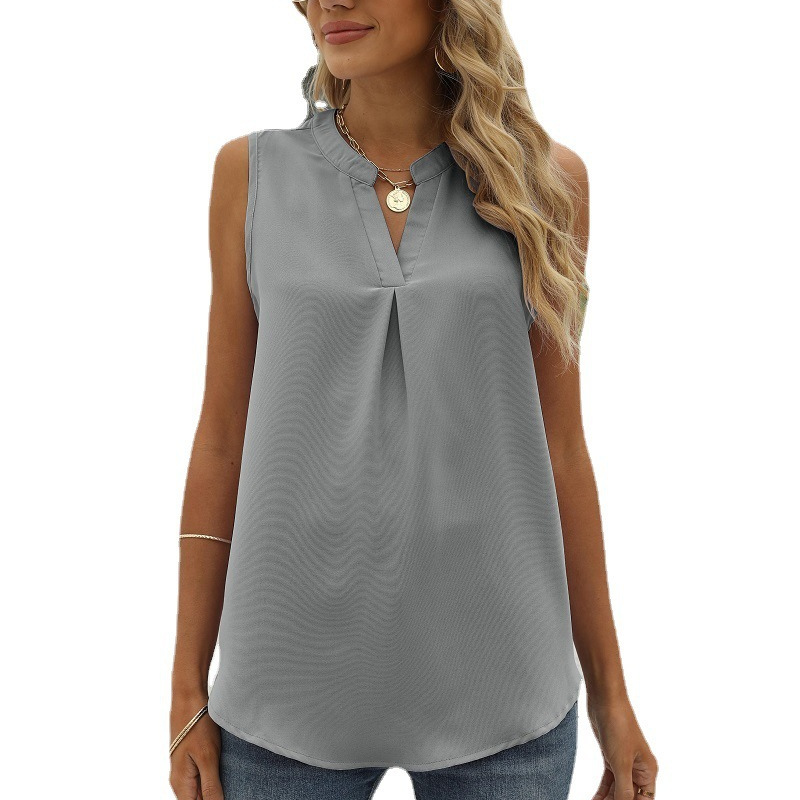 Sleeve Less Semi Formal Shirt-My Comfy Blouse