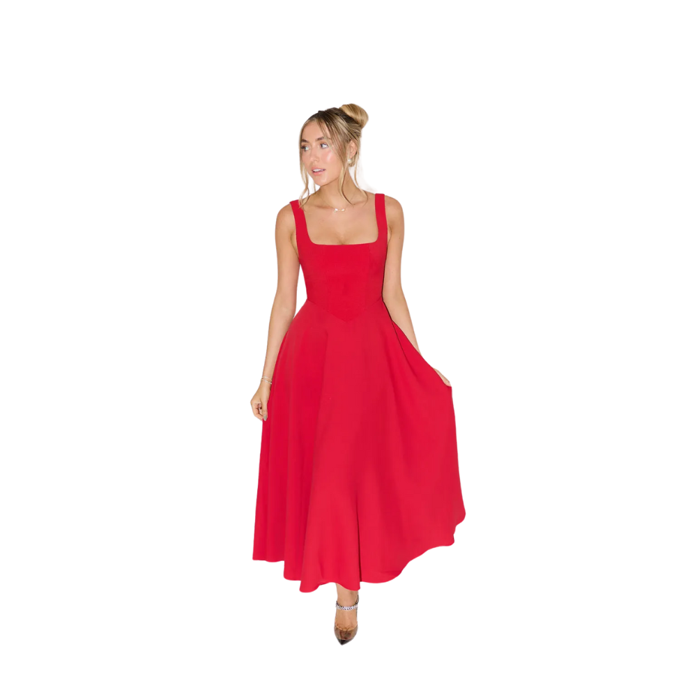 Square Edge Midi Dress-My Comfy Blouse