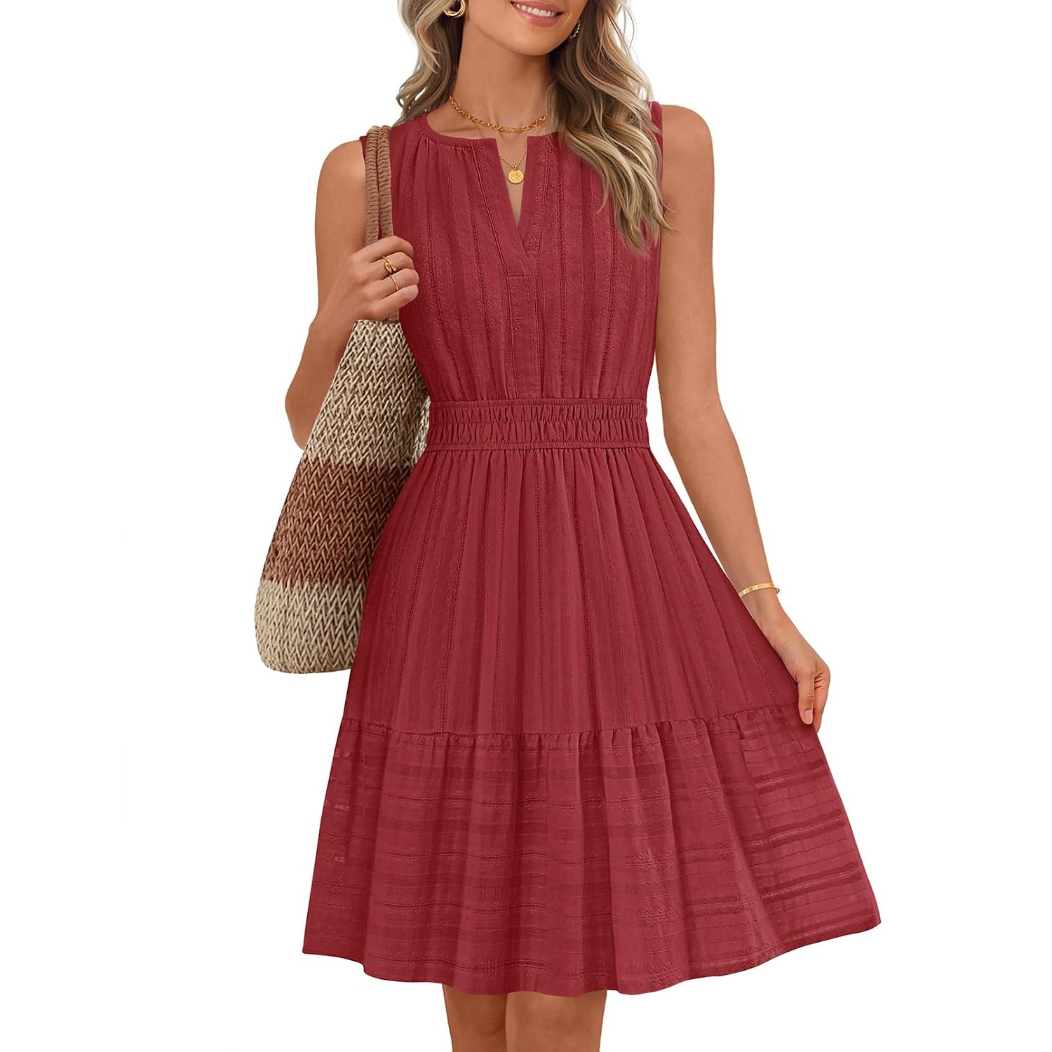 Casual Sleeveless A Line Flowy Sundress For Women