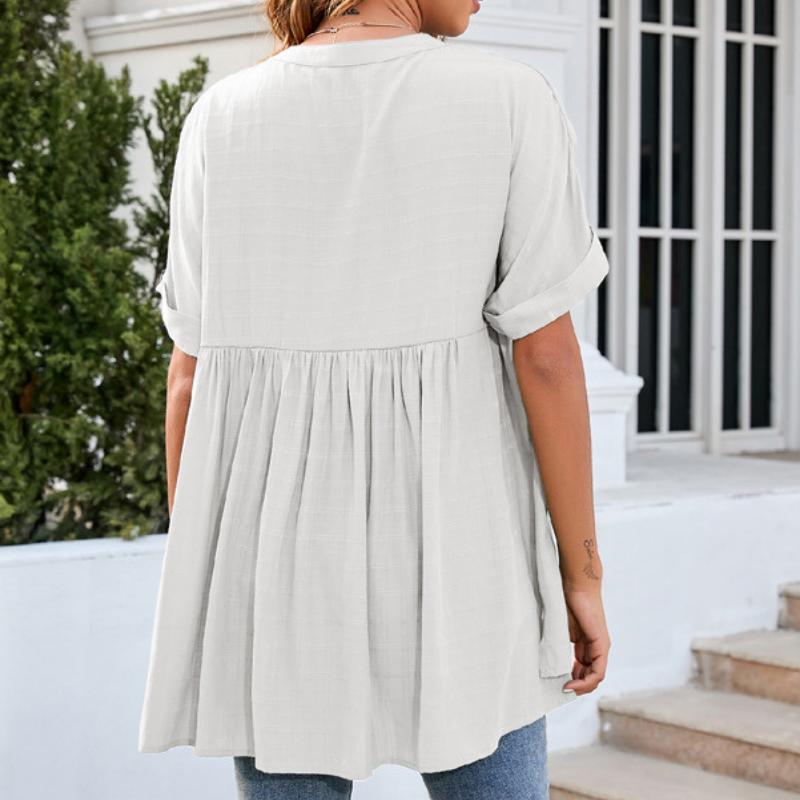 Flounce Hem Semi Formal Shirt-My Comfy Blouse