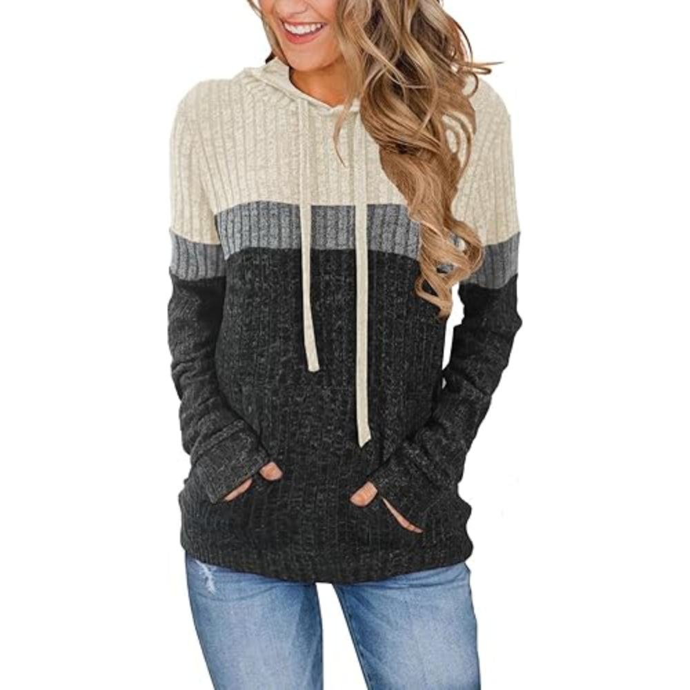 Women’s Color Block Knit Hoodie