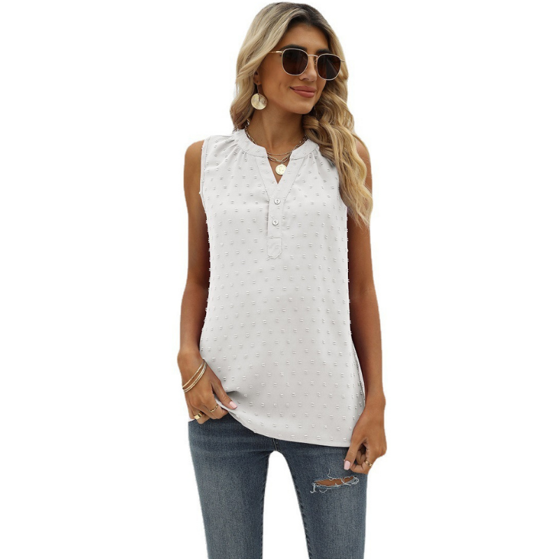 V Neck sleeveless Textured Blouse-My Comfy Blouse