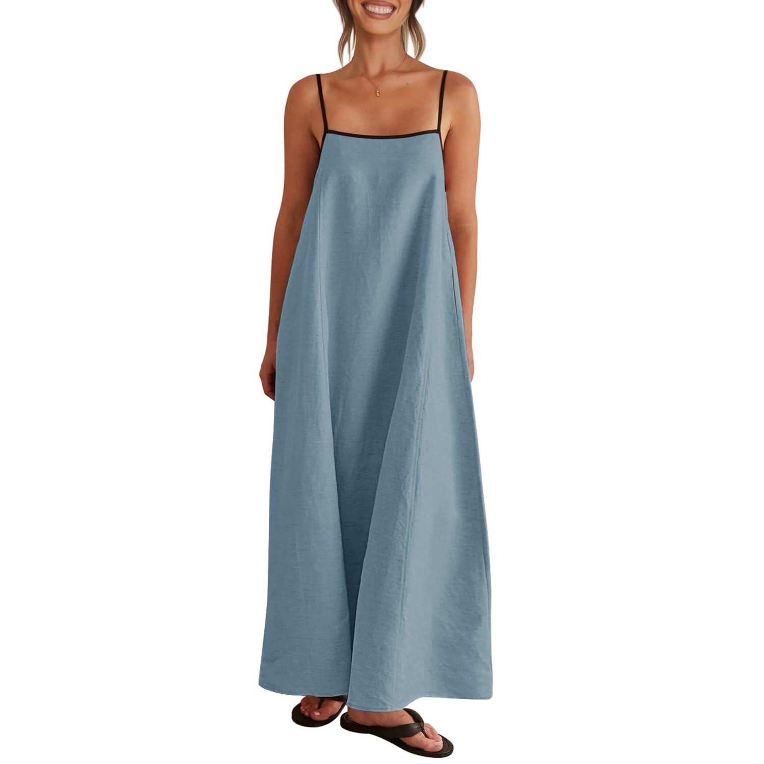 Solid Colored Contrast Spaghetti Strap Backless For Women
