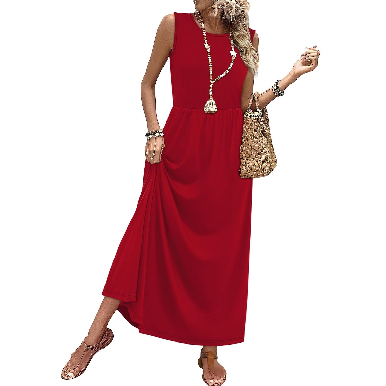 Casual Sleeveless Summer Flowy Maxi Dress For Women