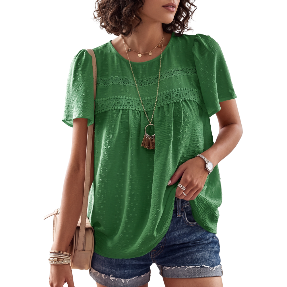 Boho Lace Trim Summer Blouse For Women