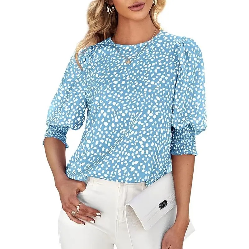 Casual Office Work Dot Sleeve Blouse Tops For Women