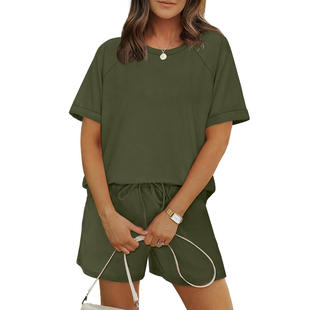 2 Piece Casual Summer Lounge Short Set Matching Outfit For Women