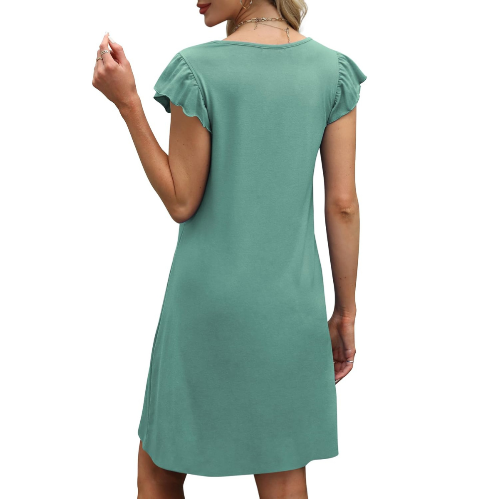 Summer Ruffle Sleeve Swing Dress With Pockets