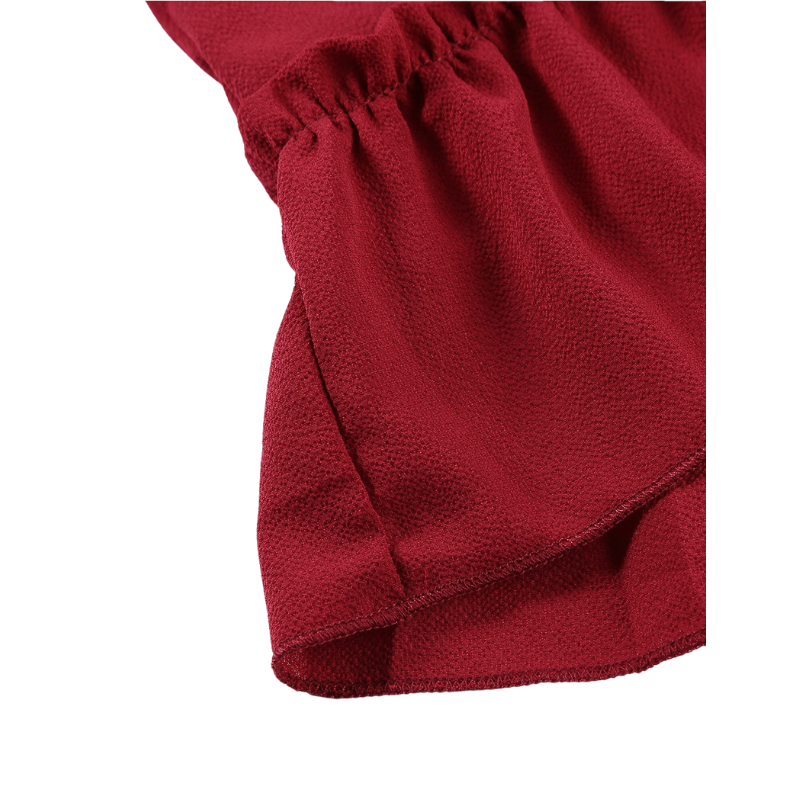 Flounce Sleeve V- Neck Casual Dress-My Comfy Blouse