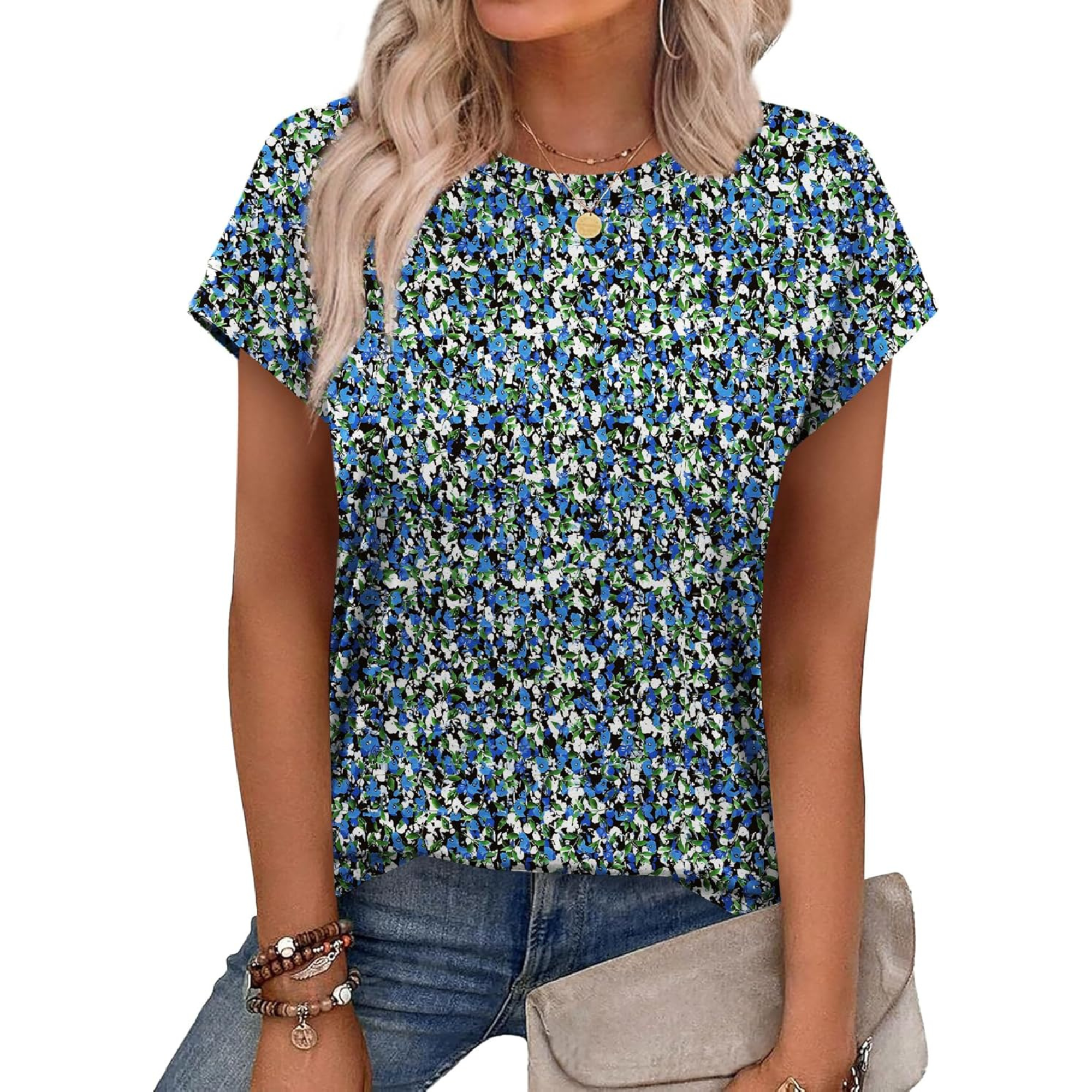 Womens Summer Tops Short Sleeve Shirts Crew Neck Tshirt Cute Trendy Tunic Blouses