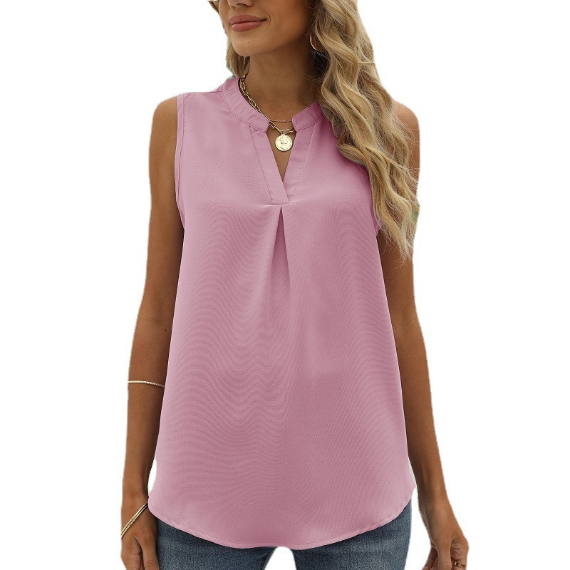 Sleeve Less Semi Formal Shirt-My Comfy Blouse
