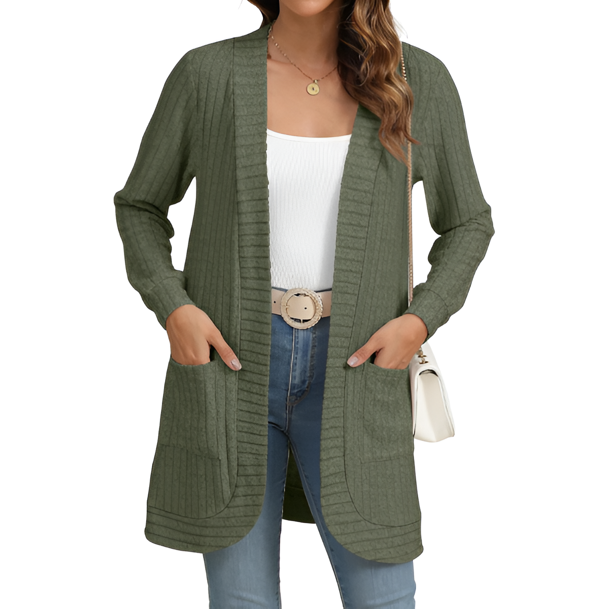 Women Long Sleeve Open Front Cardigan Casual Lightweight Long Cardigans Loose Knit Outwear with Pockets