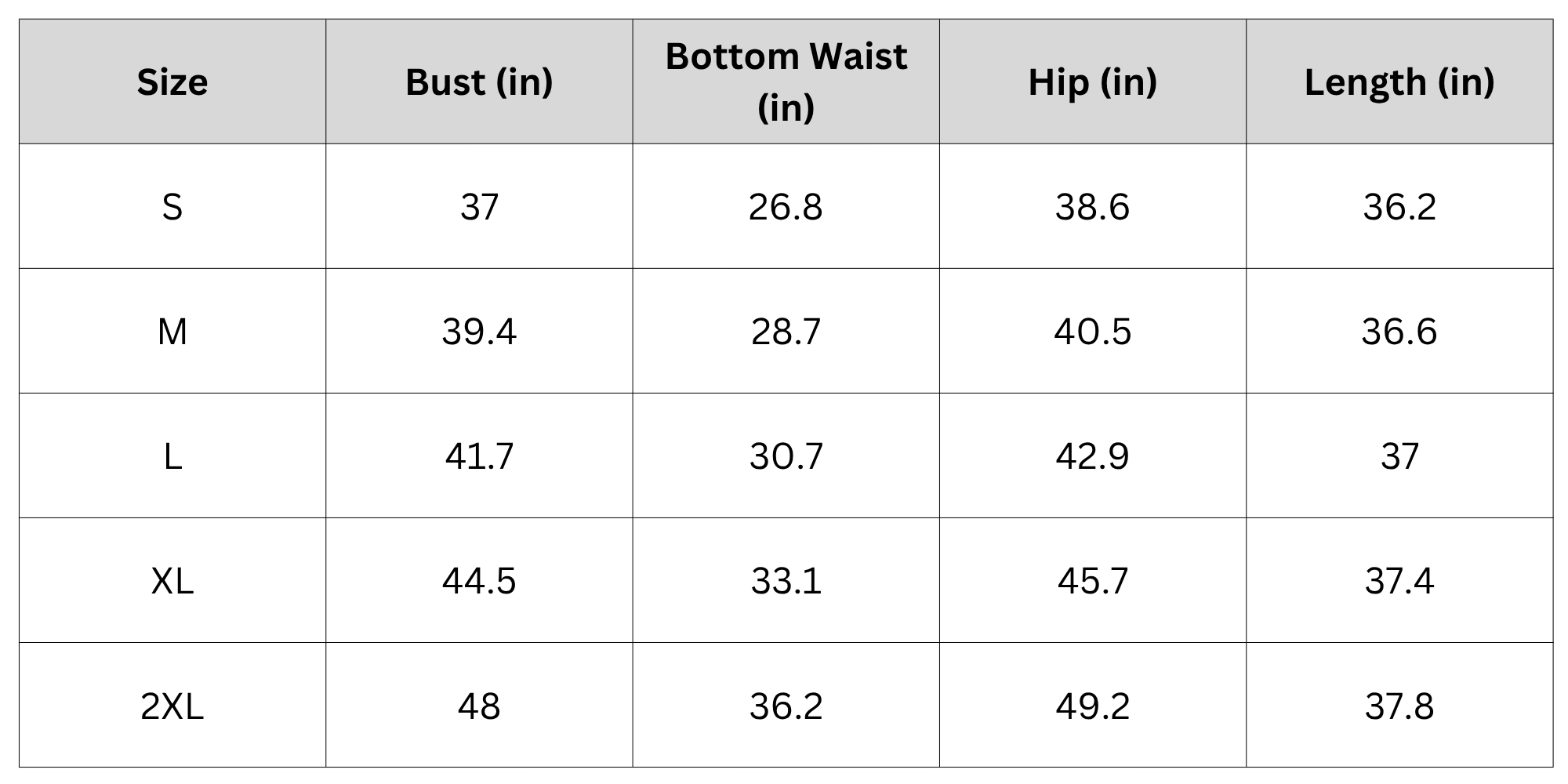 Size Chart