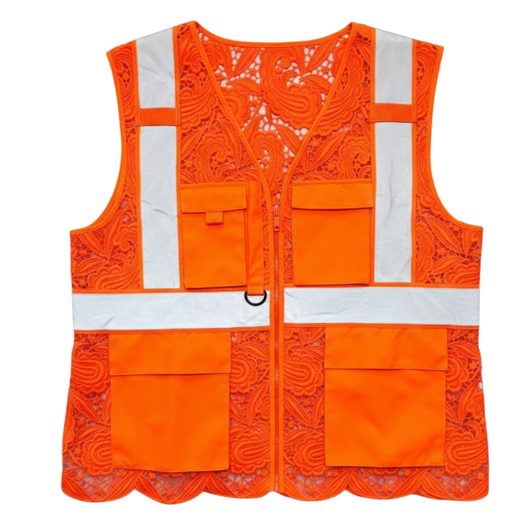 Lace Reflective Vest With Zipper