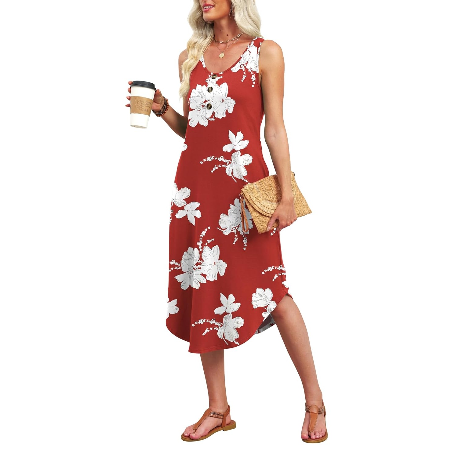 Casual Sleeveless Summer Midi Sundress For Women