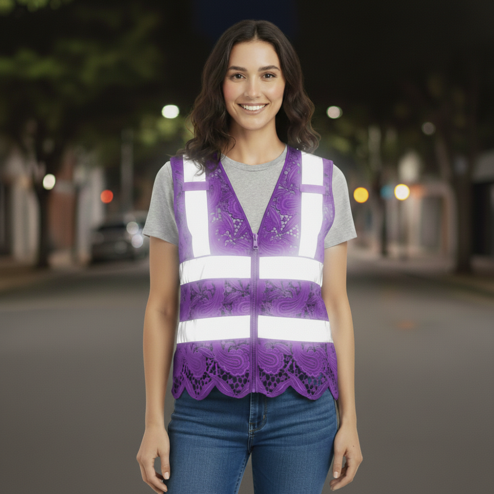 Lace Reflective Vest With Zipper