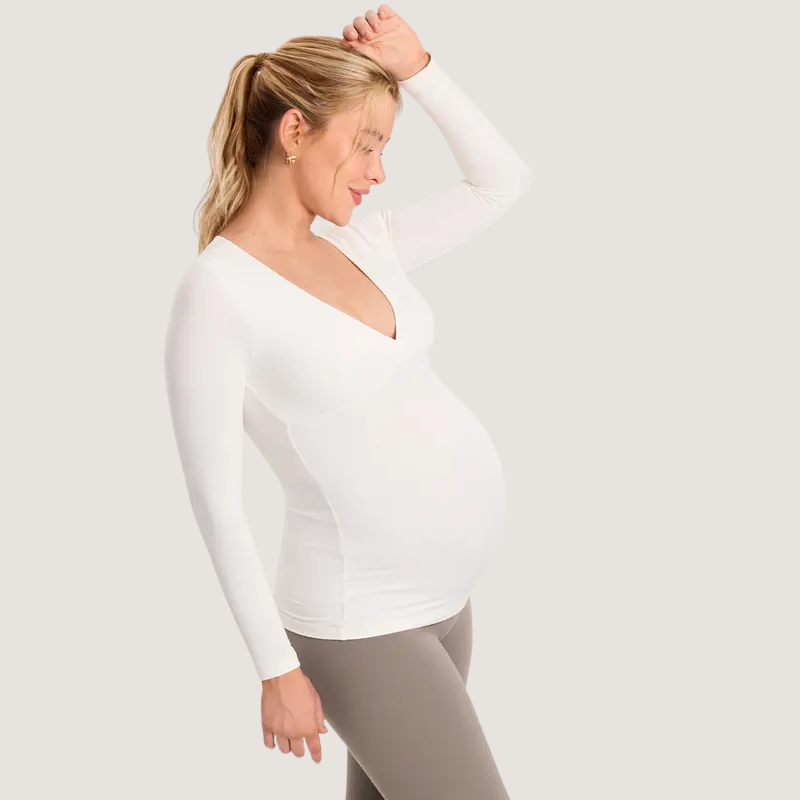 Long Sleeve Maternity Crossover Support Top For Women