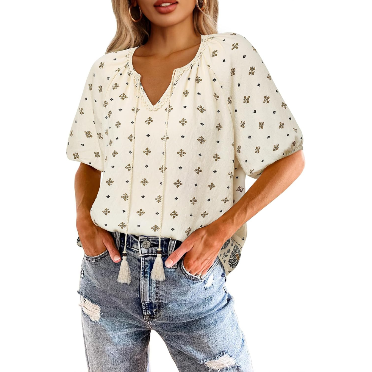 Summer Floral Printed Short Sleeve Blouses Boho Tops 