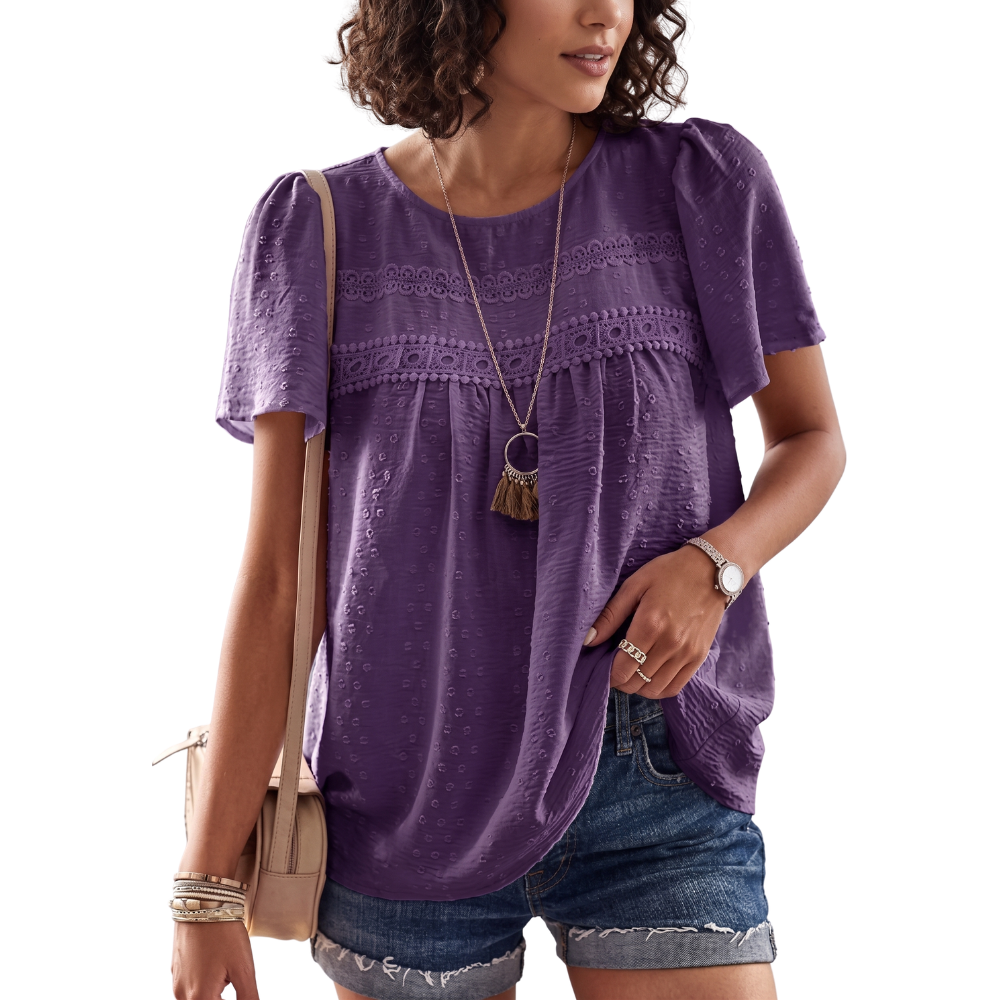 Boho Lace Trim Summer Blouse For Women